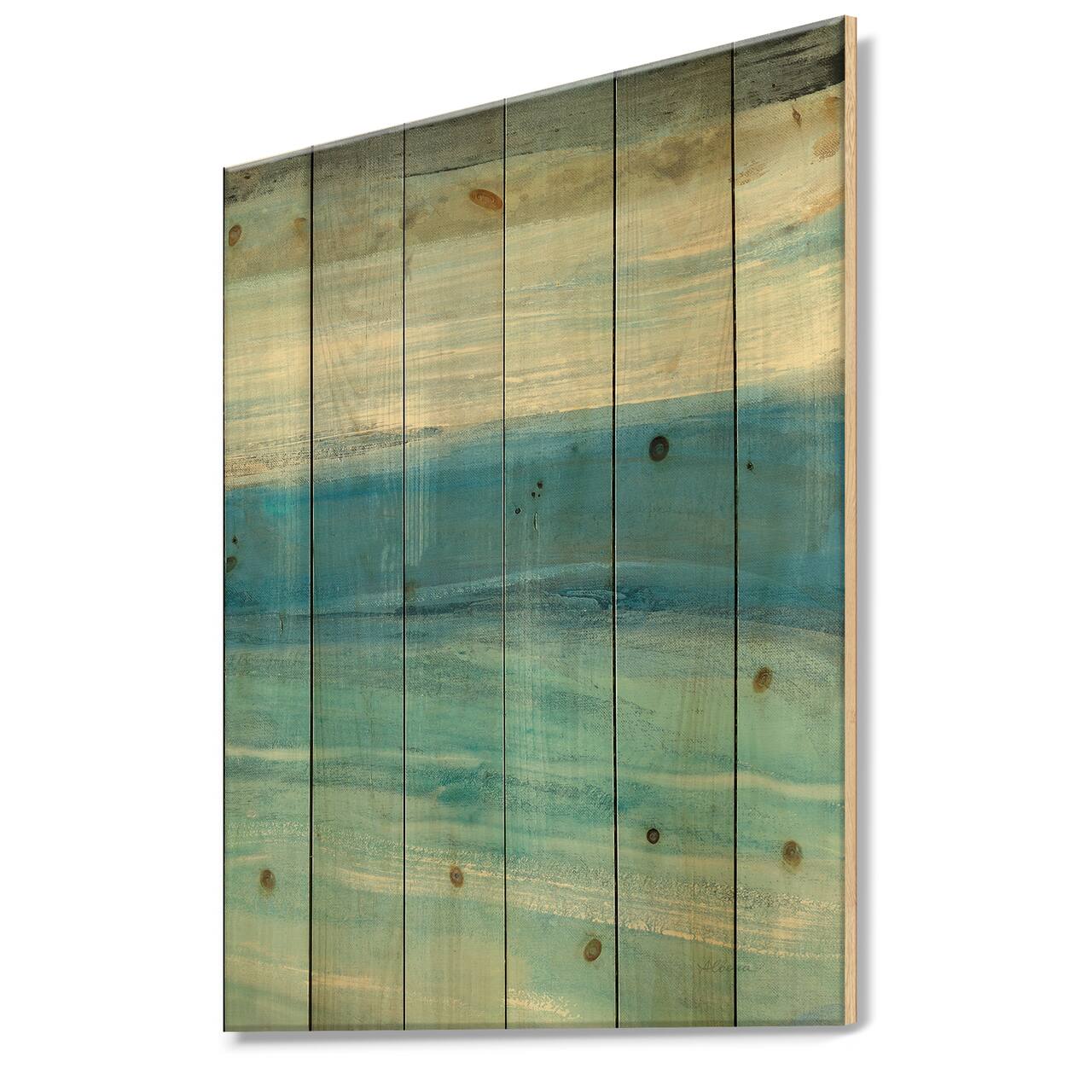 Designart - From the Shore IV - Nautical & Beach Print on Natural Pine Wood